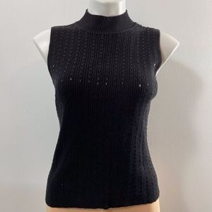 Laura Scott Medium Black Beaded Stretch Turtleneck